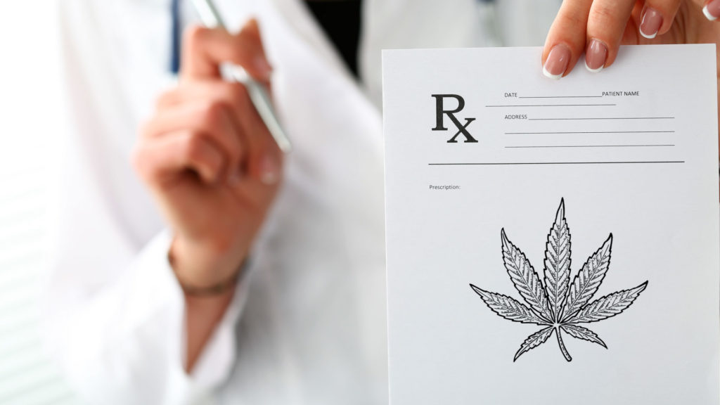 doctor prescribing cannabis on rx pad